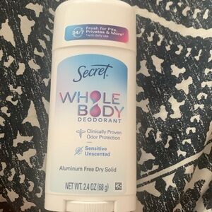 Secret whole body deodorant Sensitive-unscented 2.4oz proven odor protection